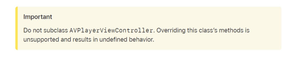 Do not subclass AVPlayerViewController