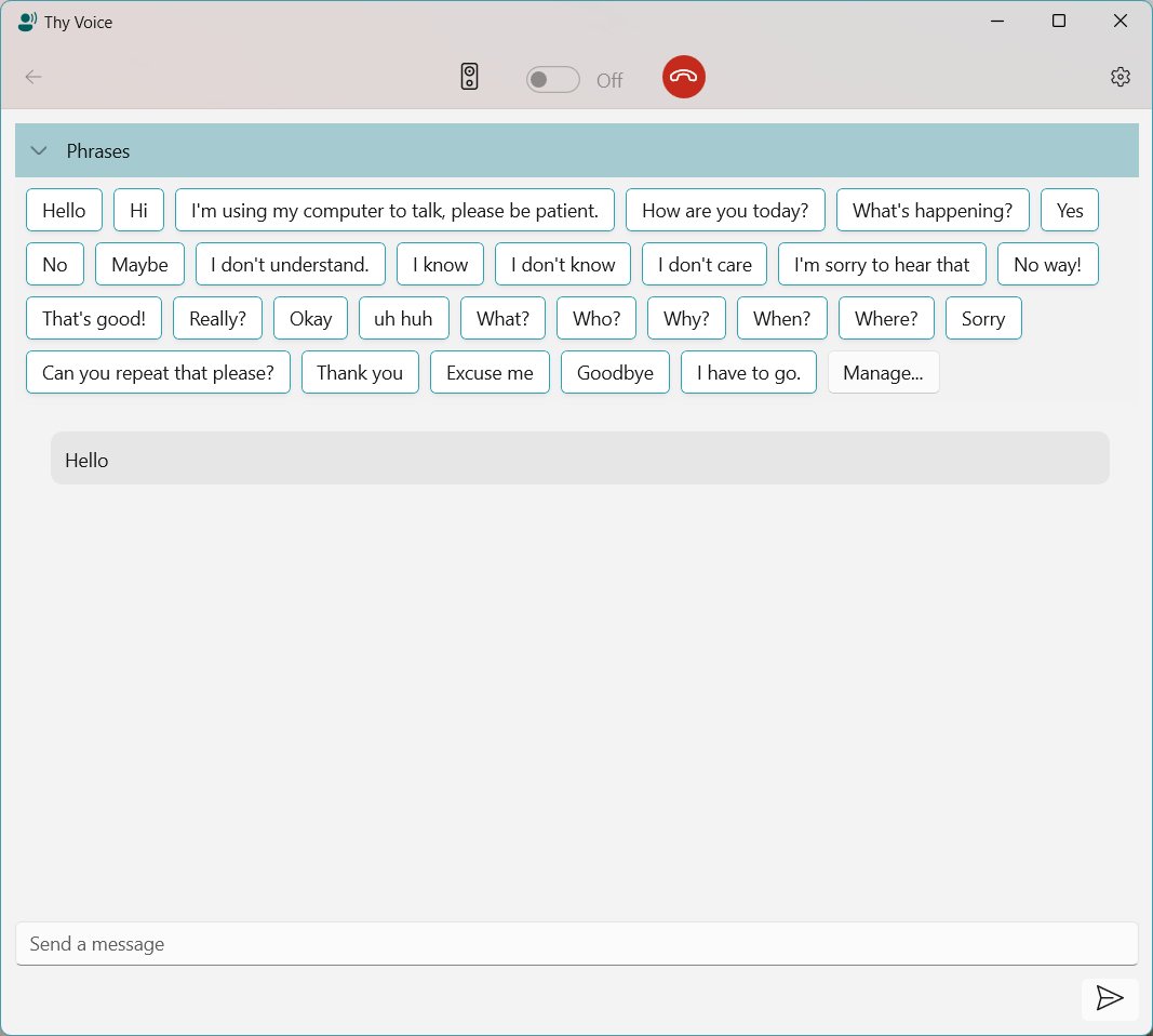 Screenshot of Thy Voice v1.1 AAC tool for Windows 11